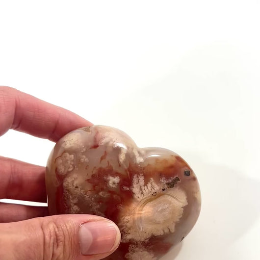 Flower agate polished crystal heart | ASH&STONE Crystal Shop Auckland NZ