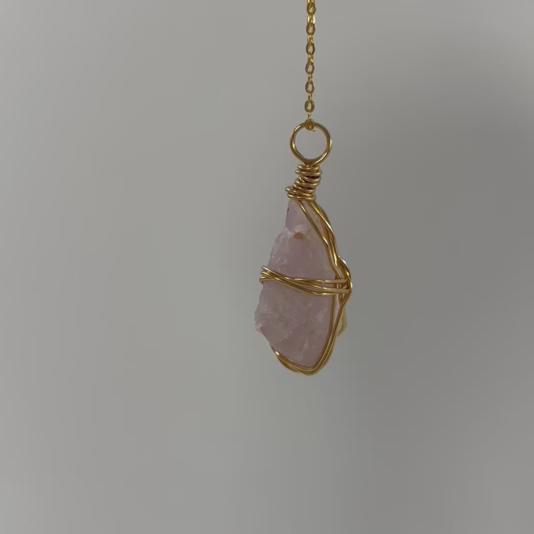 Kunzite Crystal Gold Necklace | ASH & STONE Premium crystal jewellery. FREE EXPRESS SHIPPING NZ WIDE.