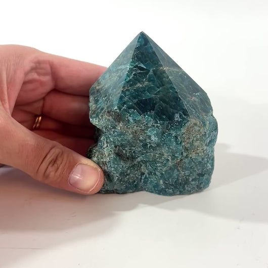 Blue apatite polished crystal point | ASH&STONE Crystal Shop Auckland NZ