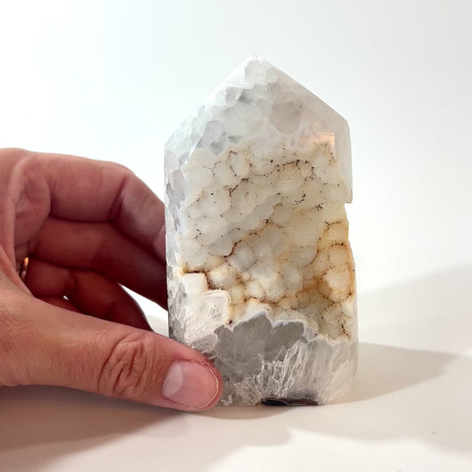 Agate cave polished crystal tower with crystalised cave | ASH&STONE Crystals Shop Auckland NZ