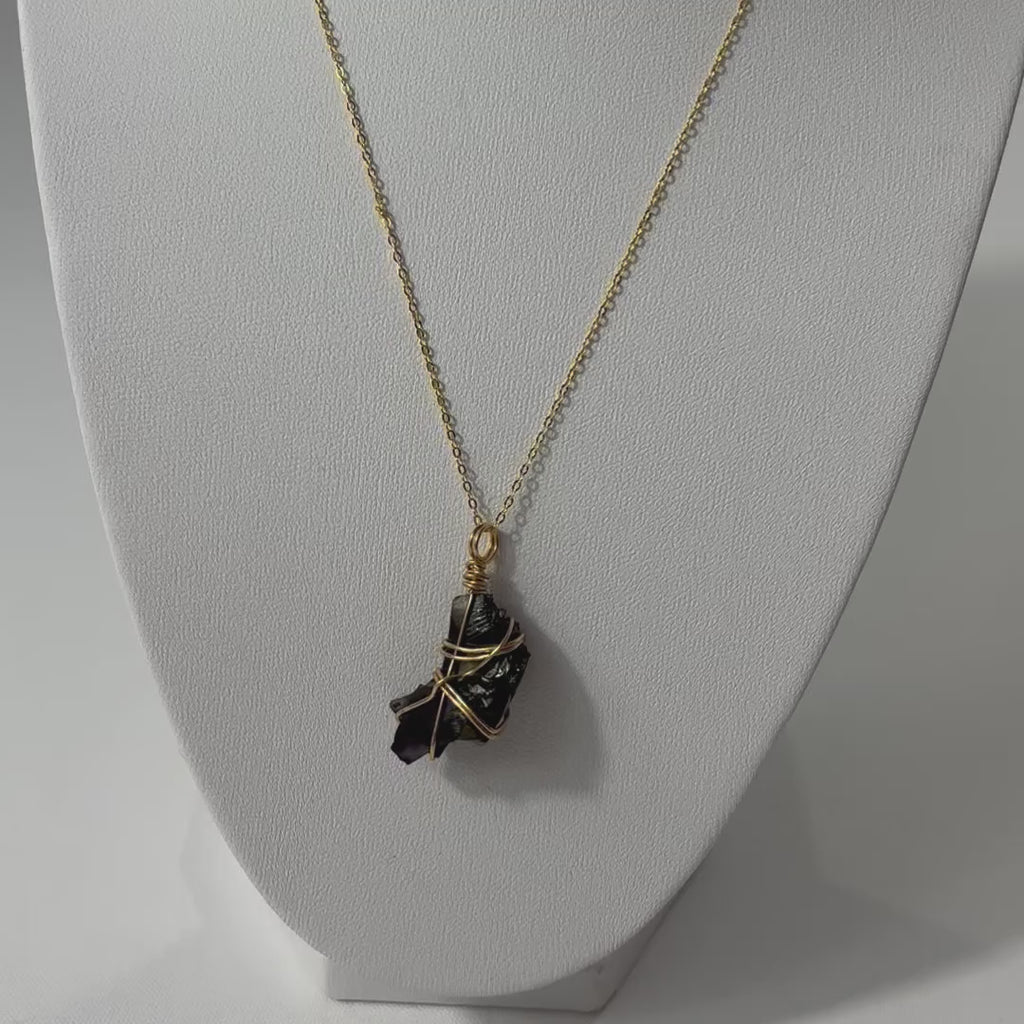 Bespoke NZ made Shungite Gold plated necklace from ASH & STONE, AUCKLAND, NZ