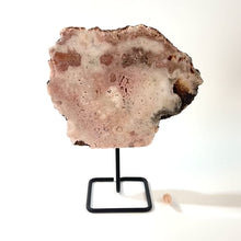 Load and play video in Gallery viewer, Pink amethyst crystal slab on stand 1.48kg| ASH&amp;STONE Crystals Shop Auckland NZ
