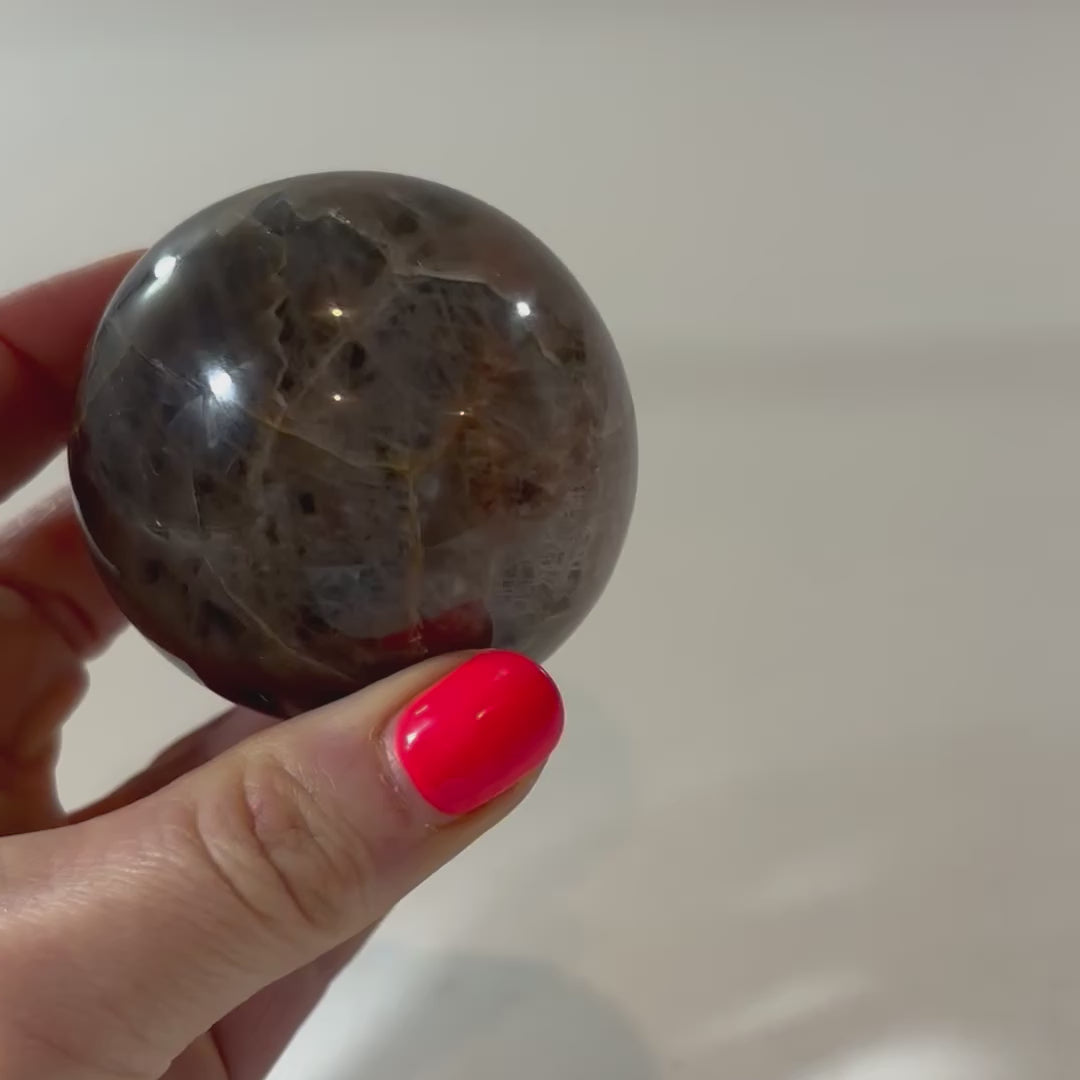 Black Moonstone Crystal Sphere. Free express shipping. Buy crystals online now from ASH&STONE Auckland NZ. AfterPay available.
