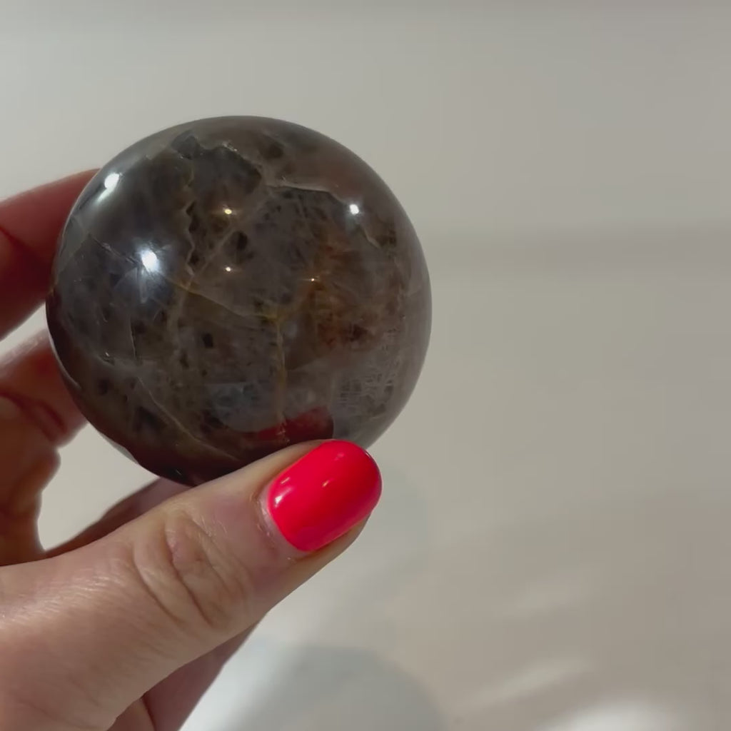Black Moonstone Crystal Sphere. Free express shipping. Buy crystals online now from ASH&STONE Auckland NZ. AfterPay available.