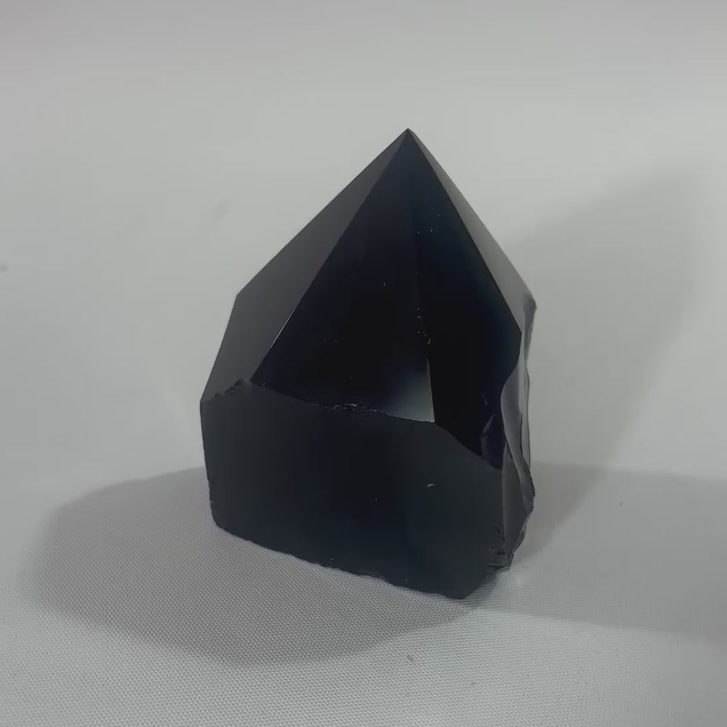 Black Obsidian Polished Point Crystal | ASH & STONE, Free express shipping Auckland NZ 