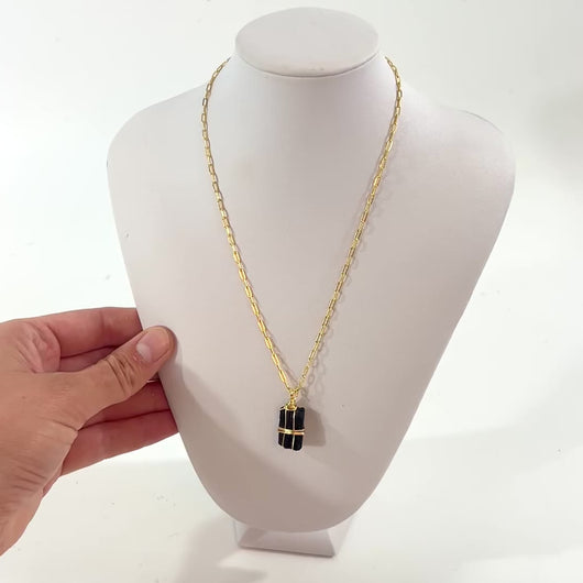 NZ-made black tourmaline crystal pendant necklace | ASH&STONE Crystal Jewellery Shop Auckland NZ