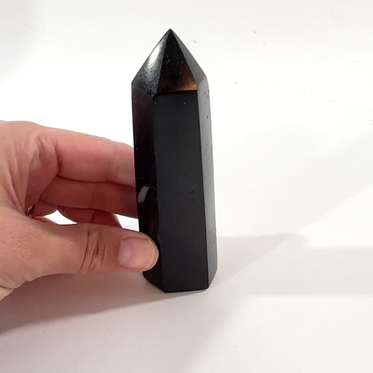 Black tourmaline crystal polished generator | ASH&STONE Crystal Shop Auckland NZ