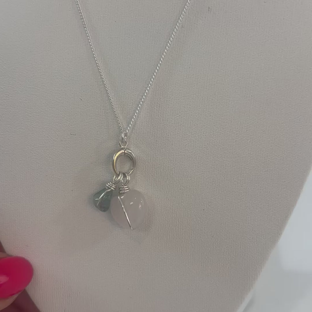 Rose Quartz & Blue Apatite Crystal Necklace | ASH & STONE. Free express shipping NZ Wide 