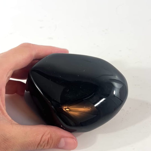 Black obsidian polished galet 
| ASH&STONE Crystal Shop Auckland NZ