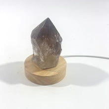 Load and play video in Gallery viewer, Smoky quartz crystal point on LED lamp base | ASH&amp;STONE Crystals Shop Auckland NZ
