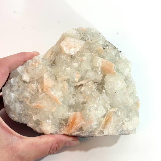 Natural heart-shaped apophyllite with stilbite crystal cluster 1.36kg  | ASH&STONE Crystals Shop Auckland NZ