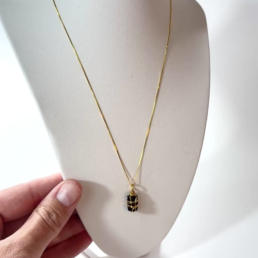 NZ-made black tourmaline crystal pendant necklace | ASH&STONE Crystal Jewellery Shop Auckland NZ