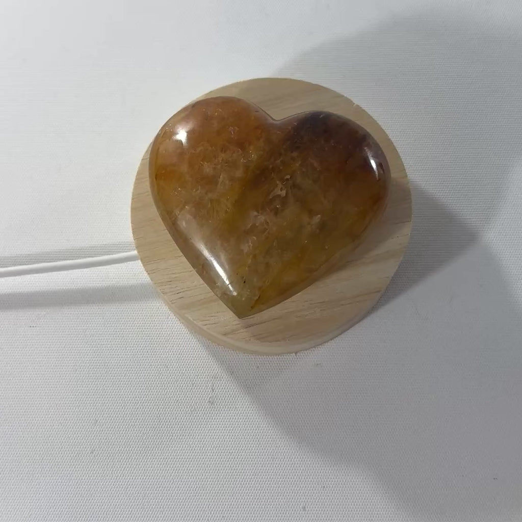 Golden healer crystal heart lamp | ASH&STONE Crystal Shop Auckland NZ