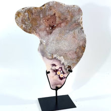 Load and play video in Gallery viewer, Large pink amethyst crystal slab on removable stand 4.65kg | ASH&amp;STONE Crystal Shop Auckland NZ
