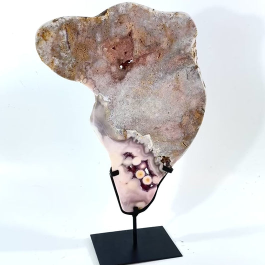 Large pink amethyst crystal slab on removable stand 4.65kg | ASH&STONE Crystal Shop Auckland NZ