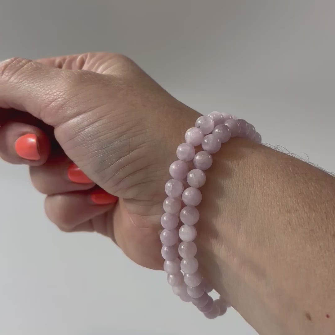 Pink Natural Kunzite bead bracelet | ASH & STONE Crystal and jewellerys Free express shipping. 