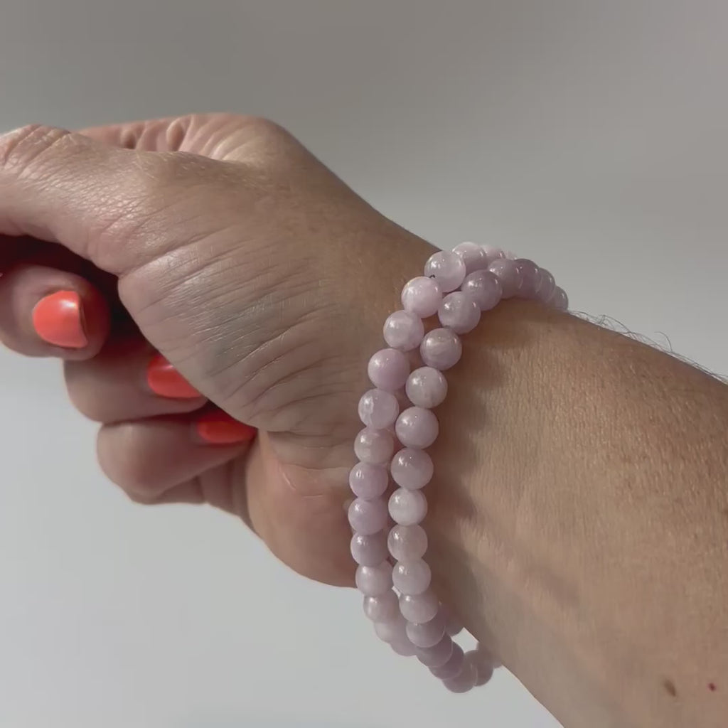 Pink Natural Kunzite bead bracelet | ASH & STONE Crystal and jewellerys Free express shipping. 