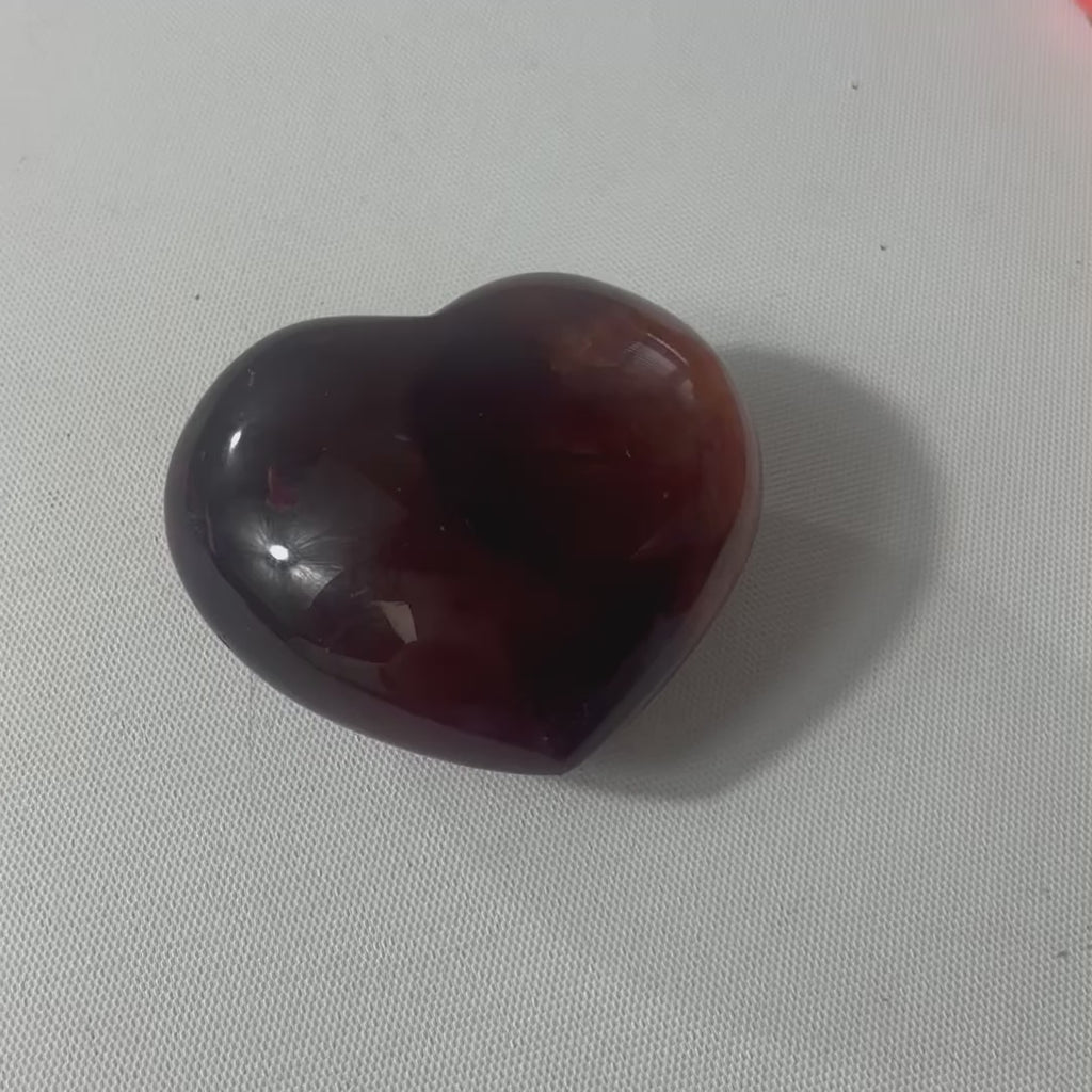 Carnelian deep red polished crystal heart. Free express shipping. Shop online from ASH&STONE crystal shop Auckland NZ. AfterPay available.