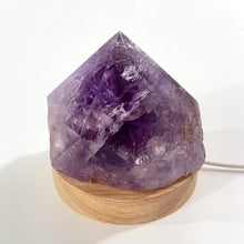 Load and play video in Gallery viewer, Amethyst crystal lamp on LED wooden base | ASH&amp;STONE Crystal Shop Auckland NZ
