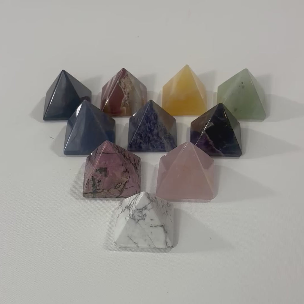 Full Chakra Crystal Pyramid Set.  Free express shipping. Shop online from ASH&STONE crystal shop Auckland NZ. AfterPay available.