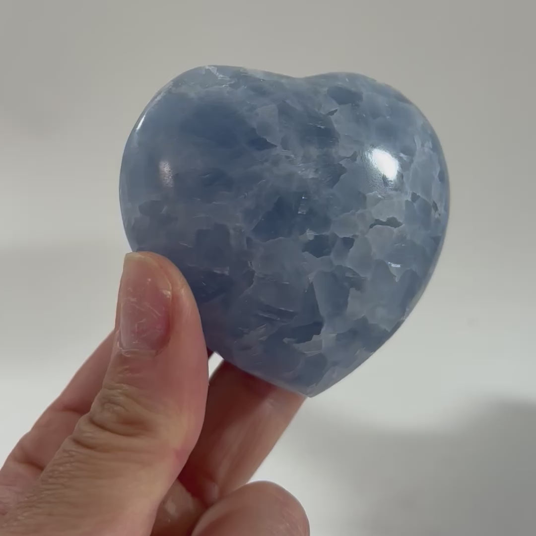 Blue Calcite Crystal Heart - Medium | ASH & STONE. Premium online crystals. Free express shipping NZ. 