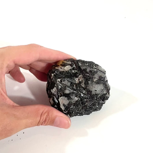 Black tourmaline in quartz crystal chunk | ASH&STONE Crystals Shop Auckland NZ