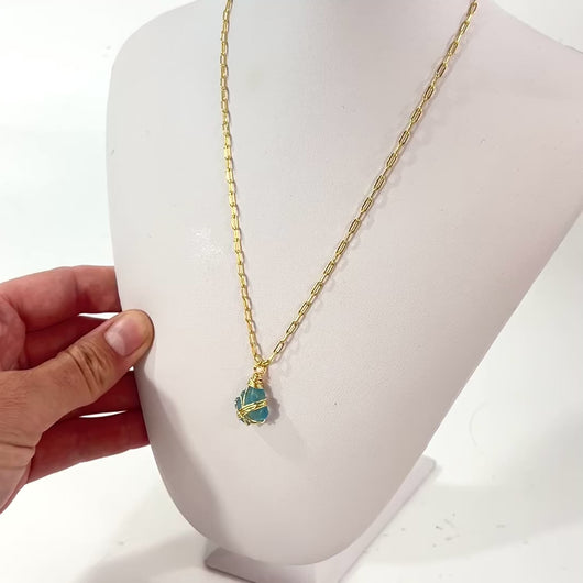 Bespoke NZ-made blue Swiss topaz crystal pendant necklace | ASH&STONE Crystal Shop Auckland NZ