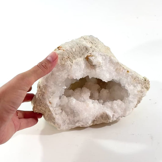 Large clear quartz crystal geode half 5.6kg | ASH&STONE Crystal Shop Auckland NZ