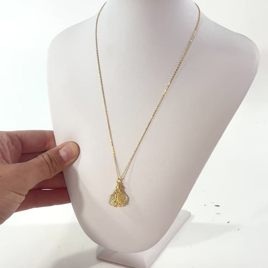 Bespoke NZ-made Libyan desert glass (extremely rare) crystal pendant necklace | ASH&STONE Crystal Jewellery Shop Auckland NZ