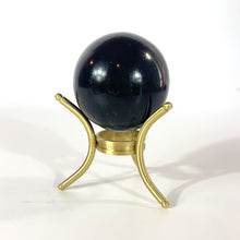 Load and play video in Gallery viewer, Black tourmaline polished crystal sphere with stand | ASH&amp;STONE Crystals Shop Auckland NZ
