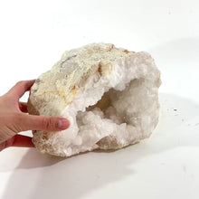 Load and play video in Gallery viewer, Large clear quartz crystal geode half 5.19kg | ASH&amp;STONE Crystal Shop Auckland NZ
