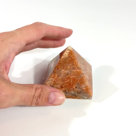 Peach moonstone crystal pyramid | ASH&STONE Crystals Shop Auckland NZ