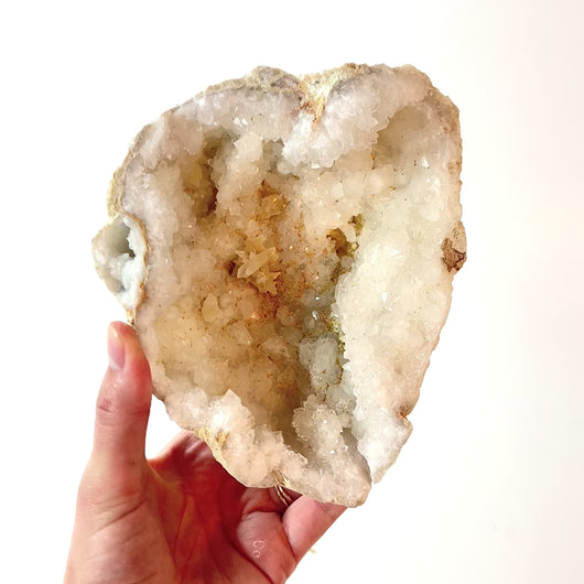 Large clear quartz crystal geode half 1.29kg | ASH&STONE Crystals Shop Auckland NZ
