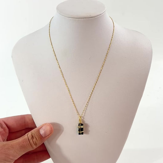 NZ-made black tourmaline crystal pendant necklace | ASH&STONE Crystal Jewellery Shop Auckland NZ