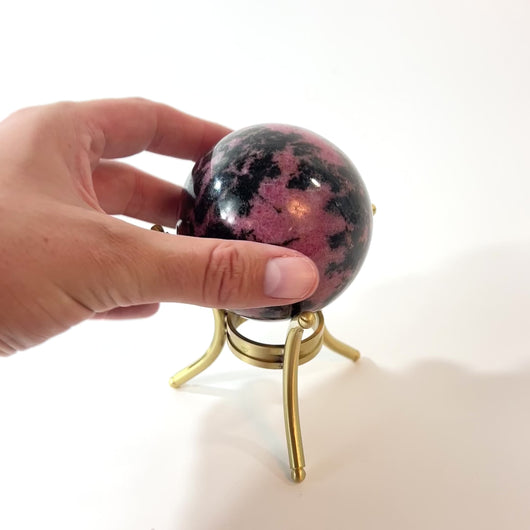 Rhodonite polished crystal sphere with stand | ASH&STONE Crystals Shop Auckland NZ