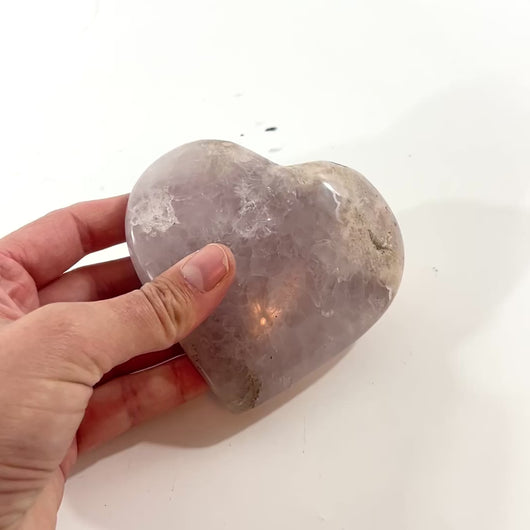 Flower agate polished crystal heart | ASH&STONE Crystal Shop Auckland NZ