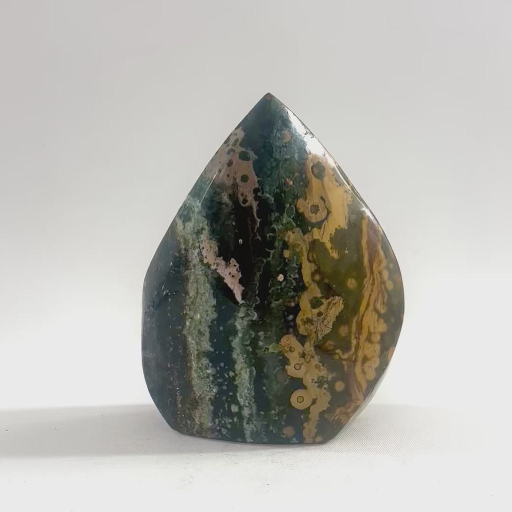 Ocean Jasper Crystal Flame | ASH&STONE premium crystals online. Free express shipping NZ