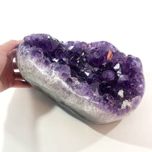 Load and play video in Gallery viewer, Large high grade amethyst crystal cluster 8.9kg polished edging | ASH&amp;STONE Crystal Shop Auckland NZ
