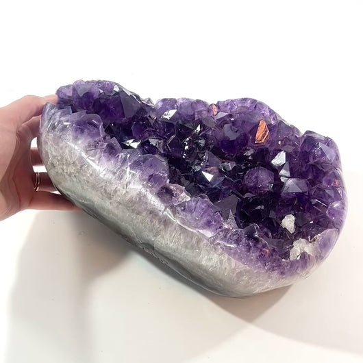 Large high grade amethyst crystal cluster 8.9kg polished edging | ASH&STONE Crystal Shop Auckland NZ