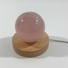 Load and play video in Gallery viewer, Rose quartz crystal sphere lamp on LED base | ASH&amp;STONE Crystals Shop Auckland NZ
