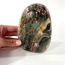 Load and play video in Gallery viewer, Large ocean jasper polished crystal freeform 1.63kg | ASH&amp;STONE Crystal Shop Auckland NZ
