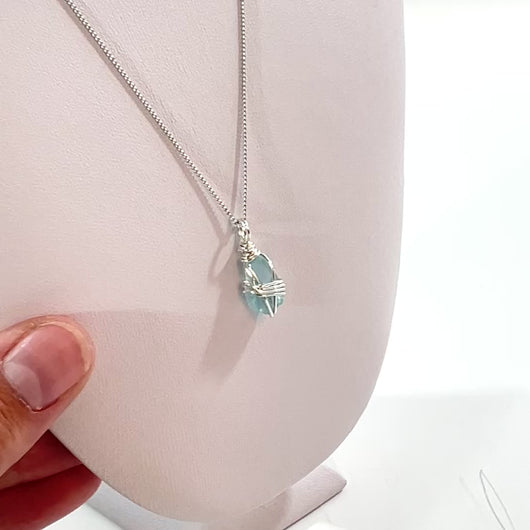 Bespoke NZ-made sky blue topaz crystal pendant necklace  ASH&STONE Crystal Jewellery Shop Auckland NZ