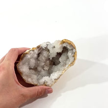 Load and play video in Gallery viewer, Clear quartz crystal geode half | ASH&amp;STONE Crystal Shop Auckland NZ
