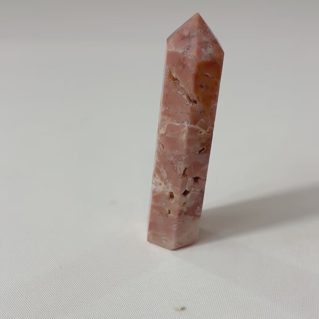 Pink Brecciated agate polished crystal tower. Free express shipping. Shop online from ASH&STONE Crystal Shop. 