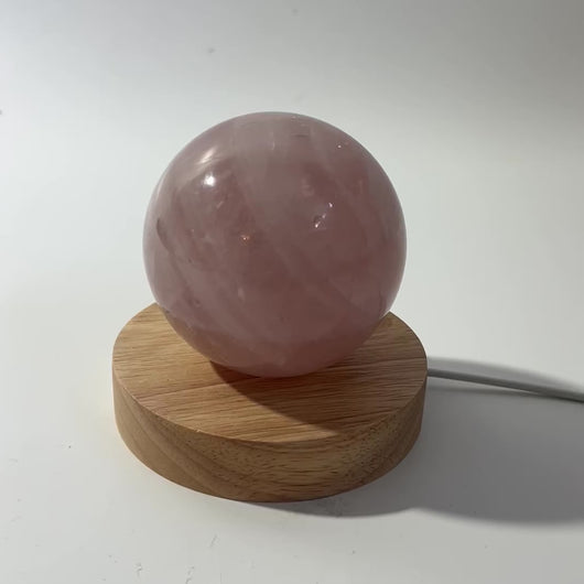 Rose quartz crystal sphere lamp | ASH&STONE Crystals Shop Auckland NZ