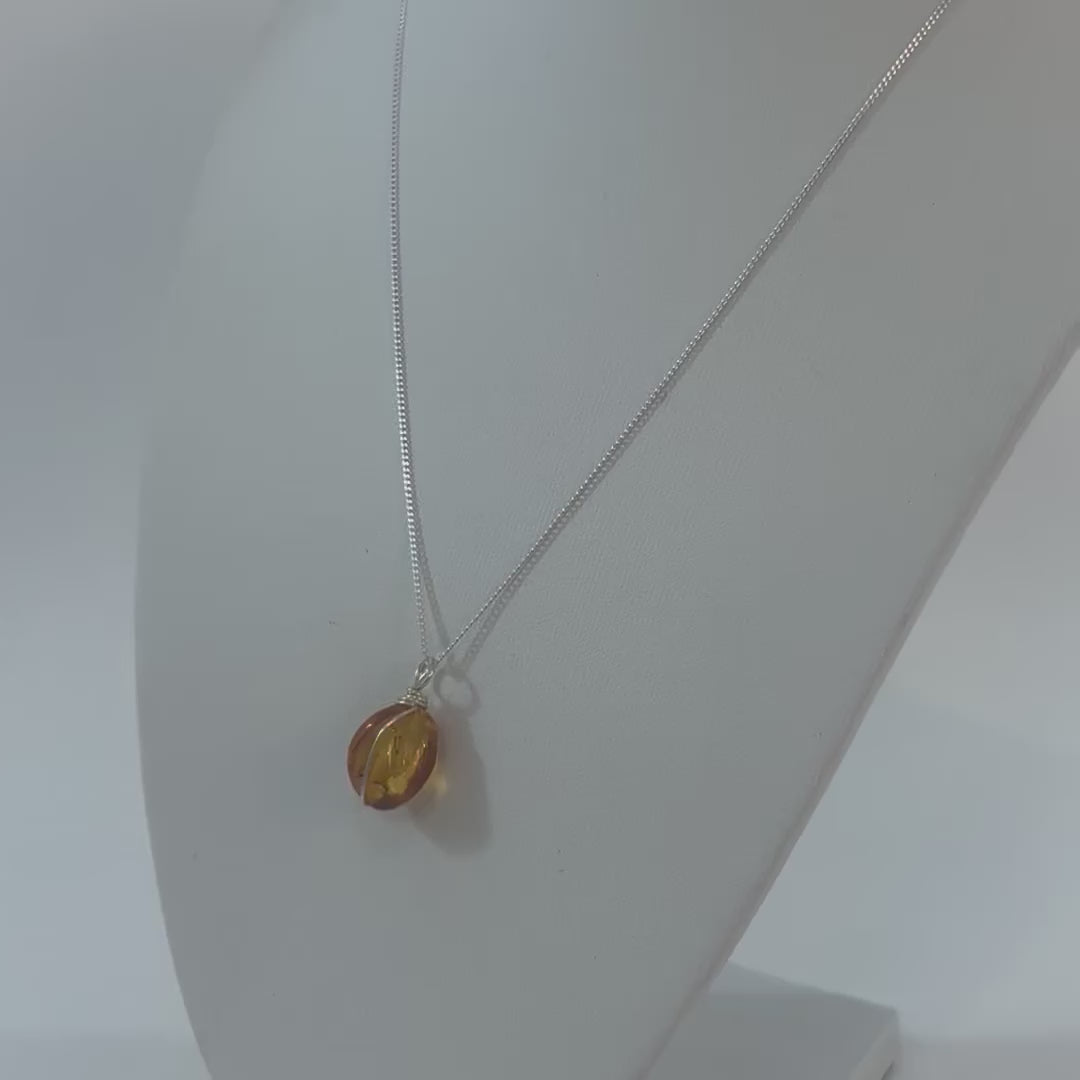 Amber Silver Gold Necklace | ASH & STONE premium crystal jewellery. Free express shipping NZ