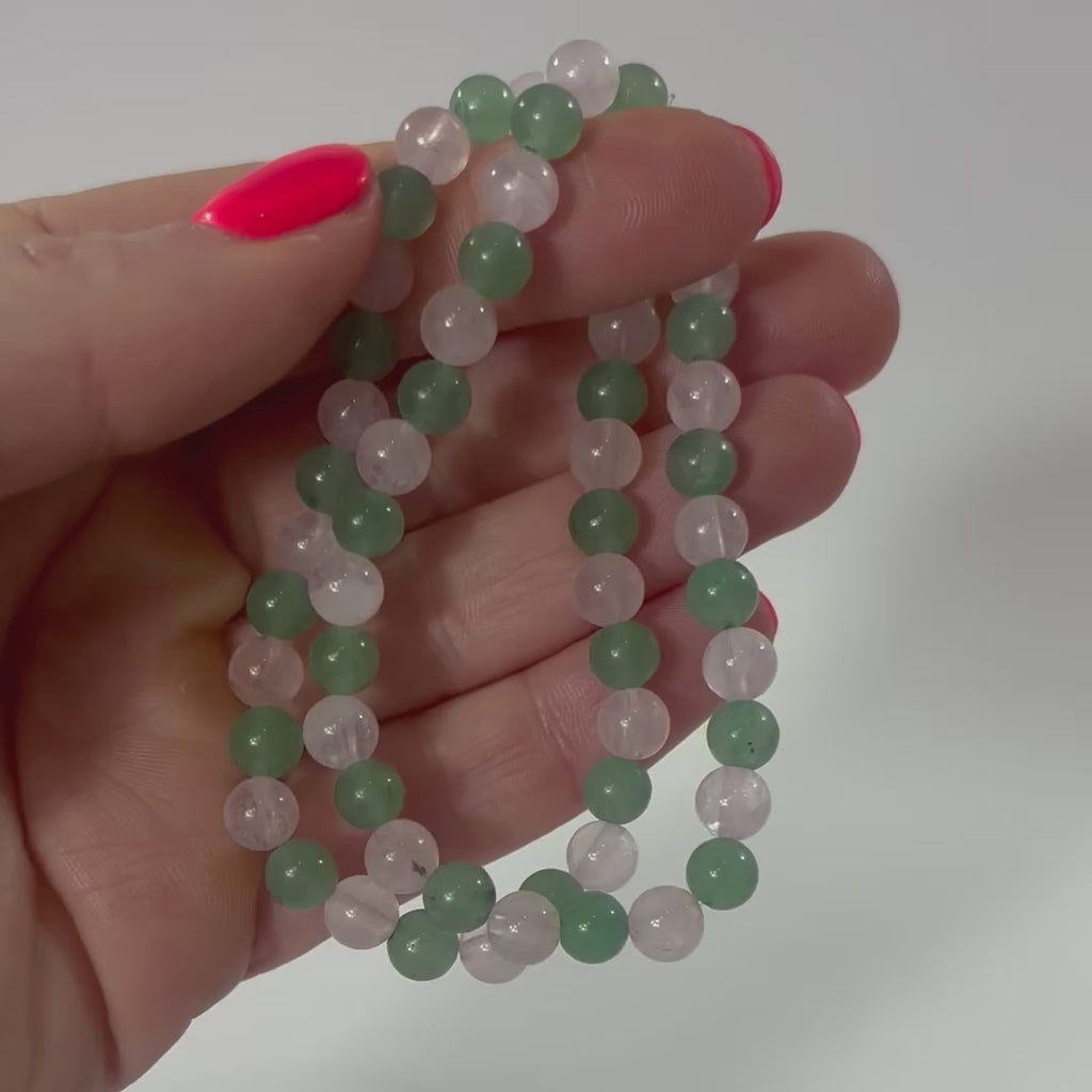 NZ-Made - Rose Quartz & Aventurine Crystal Bead Bracelet | ASH & STONE Buy crystal jewellery online from ASH&STONE