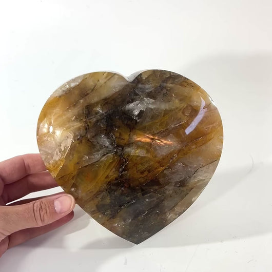 Large golden healer crystal heart 2.8kg freestanding | ASH&STONE Crystal Shop Auckland NZ