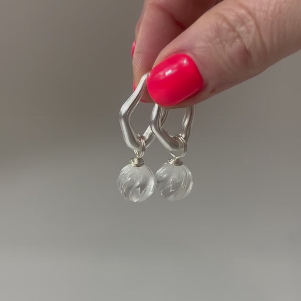 Clear quartz crystal hoop earrings Silver With 932 Sterling Silver Hoops. Free express shipping. Shop online at ASH&STONE crystal shop Auckland NZ.