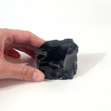 Load and play video in Gallery viewer, Black obsidian raw chunk with cut base  | ASH&amp;STONE Crystals Shop Auckland NZ
